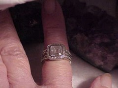 Sterling Silver 4.00ct Princess Solitaire Ring Sz 6 Baguettes Halo CZ 6.8Gr Vtg