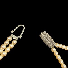 Vtg Double Strand Graduated Faux Pearl Necklace Fancy Box Clasp 21” Cottagecore