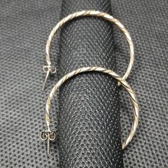 STERLING SILVER 925 Hoop Earrings Rrapped W/Gold Over Chain. 14.483