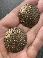 Vintage 1.3” Textured Round Copper Drop Earrings