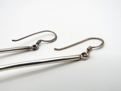 VINTAGE STERLING SILVER BALL DROP DANGLE EARRINGS LONG MODERNIST