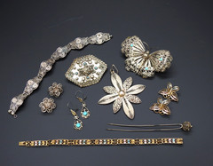 Estate 800 Silver Filigree Cannetille Jewelry Lot Antique Victorian Revival 66gr