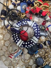 Beautiful Lot Of Estate Jewelry, Red, White & Blue, Many Signed, Matching Sets