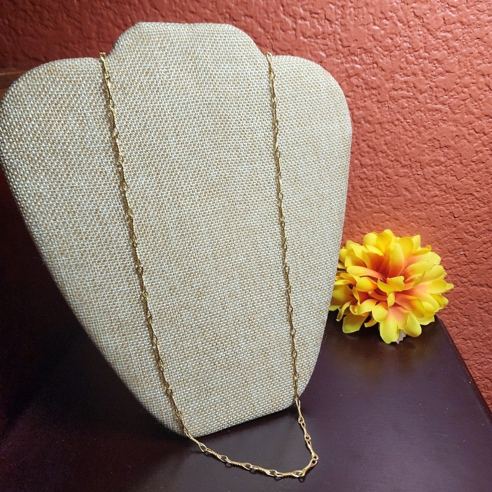 Vintage Monet Necklace Chain Gold Tone 26”Long Twist Link Jewelry