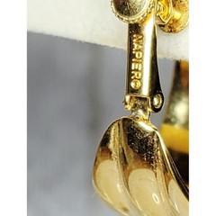 Vintage Napier Gold Tone Ribbed Hoop Clip On Earrings Statement Designer Jewelry
