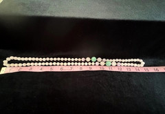 Vintage ROSE QUARTZ JADE Knotted Graduated 7mm-12mm Bead Rope Necklace 30″