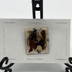 Nancy M Hester Iridescence Artisan Modern Art Brooch Ladies Pin Brown Gold Tones