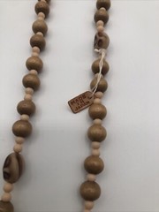 3 Vintage Wood 56 inch Beaded Necklaces With Tag Made In Japan NOS