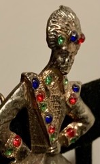 Vintage Brooch Pendant Gold Tone Russian Dancer Multicolor Cabochons