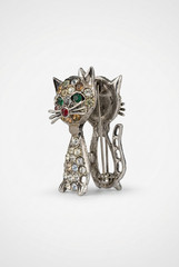 Vintage Animal Brooch Pin Lot – Rhinestone Cat Dog & Lizard – 6 Piece Collection
