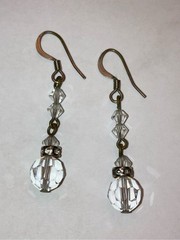 Vintage Aurora Borealis Crystal Drop Silver Dangle Earrings Art Deco Jewelry