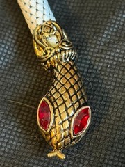 Vintage New Old Stock DL Auld White Mesh Snake with Red Eyes Necklace/Belt