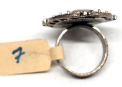 Cocktail Ring Smoky Crystal Gray SZ 7 Ornate Dark Metal