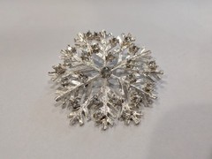 Vintage Eisenberg Ice Signed Snowflake Brooch Silver Tone Rhinestone Pin