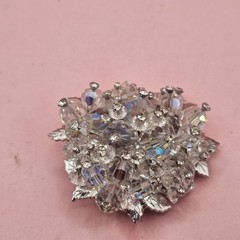 Vintage Signed Vendome Aurora Borealis AB Crystal Rhinestone Flower Brooch Pin