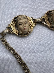 Vintage Selro Selini Necklace Gold Metal 60s/70s Era Asian Princess Face