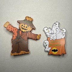 Vintage Wooden Halloween Pins & Clip On Earrings Mixed Lot – Very Good