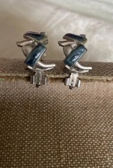 Vintage Silver Tone Blue Clip On Earrings Jewelry JMS-20