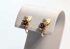VTG Krementz Dainty Multi Tone Gold Filled Rose Screw on Earrings 1/2″ Long