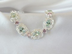 Sterling Silver 925 Mint Green Topaz Gemstone Tennis Bracelet 7.5″