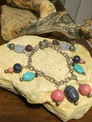 (R Carolyn Pollack 925 Sterling Silver Multi Stone Dangle Magnet Bracelet 41.4g