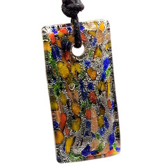 Art Glass Pendant Necklace Vibrant Cobalt Foil Silver Dust Mosaic Style Dichroic
