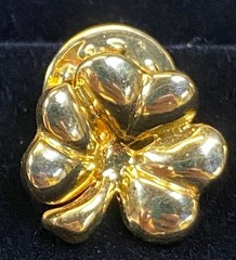 Vintage Clover Pin Shamrock Brooch Gold Tone 3 Leaf Clover Irish Ireland 0.5in