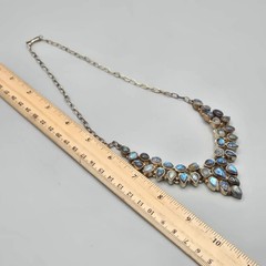 Vintage Sterling Necklace Rainbow Labrodite 16.5 inch / 92.5% Silver