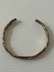 Vintage Copper, Brass, And Silver Bracelet Cuff Art Deco -#555