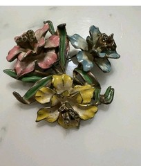 Vintage Pot Metal 1930s Floral Brooch Unsigned