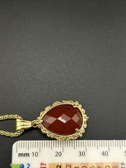 Vintage Beria Collection Bronze 18KT Yellow Gold Plated Carnelian Necklace