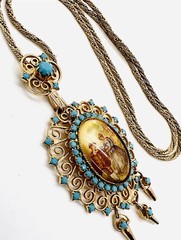 JULIANA Delizza & Elster Turquoise Rhinestone Transfer Necklace Vintage Jewelry