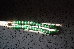 HUGE Recycled SEA GLASS STATEMENT NECKLACE Matte Green 23mm AFRICAN TRADE BEADS