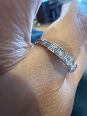 art Deco 7 Stone Single Cut diamond 14k band wedding estate antique ring