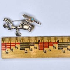 Southwestern Cartoon Running Roadrunner Sterling Silver 925 Brooch Pin
