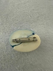 Vintage Blue and White Abstract Swirl Pin 1.5″ Mod Retro