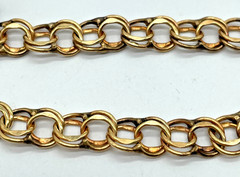 VTG 12K Gold Filled Double Link 7″ Charm Bracelet 2 charms safety chain 12.9g