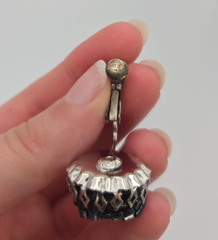 Miriam Haskell Silver-Toned with Black Beads Earrings Mid-Century Screw-Back