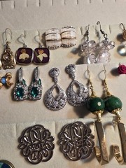 Large Lot Mixed Pierced Earrings 25 Pair Rhinstone Enamel Cloisonne Marcasite