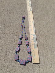 Vintage Polymer Clay Necklace 18in Blue Pink Purple Rectangle Beaded