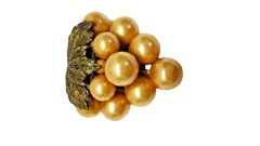 Mirriam Hascell FUR CLIP WITH LARGE FAWX PEARLS AND BRASS GRAPE LEAF. 1930’s