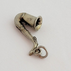 Vintage Sterling Silver Saxophone Horn Charm Pendant Wind Instrument
