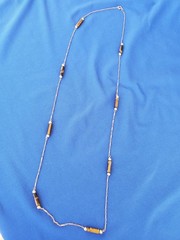 Vintage 14K GOLD Art Deco Tiger eye Statement Necklace Unique Antique Chain 28″