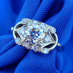 Original EARTH MINED DIAMOND Deco Engagement Ring Solid 14K WHITE GOLD SOLITAIRE