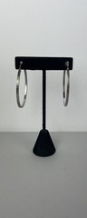 Vintage 90s Acid tested 925 Sterling Silver 2.0” D Hoop Earrings