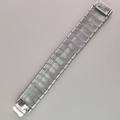Vintage Mesh Bracelet Brushed Silver Tone Ribbed 6.25″