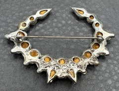 Vintage Unique Large 2.5” Pot Metal Art Deco Rhinestone Crescent Brooch Pin
