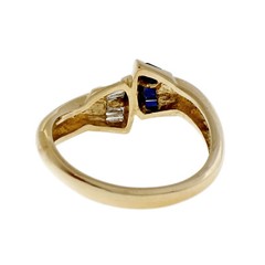 Estate By Pass Tapered Baguette Diamond Sapphire Ring