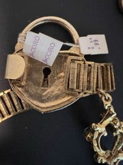 VTG NWT CORO BOOKCHAIN LOCK & KEY BELT + 2 KEY BROOCHES, 1 STERLING BOOK PIECE!