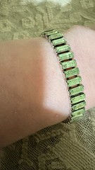 Vintage Pale Green Crystal Bracelet. Delicate Design For Small Wrists 6.75 Inch